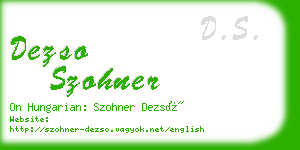 dezso szohner business card